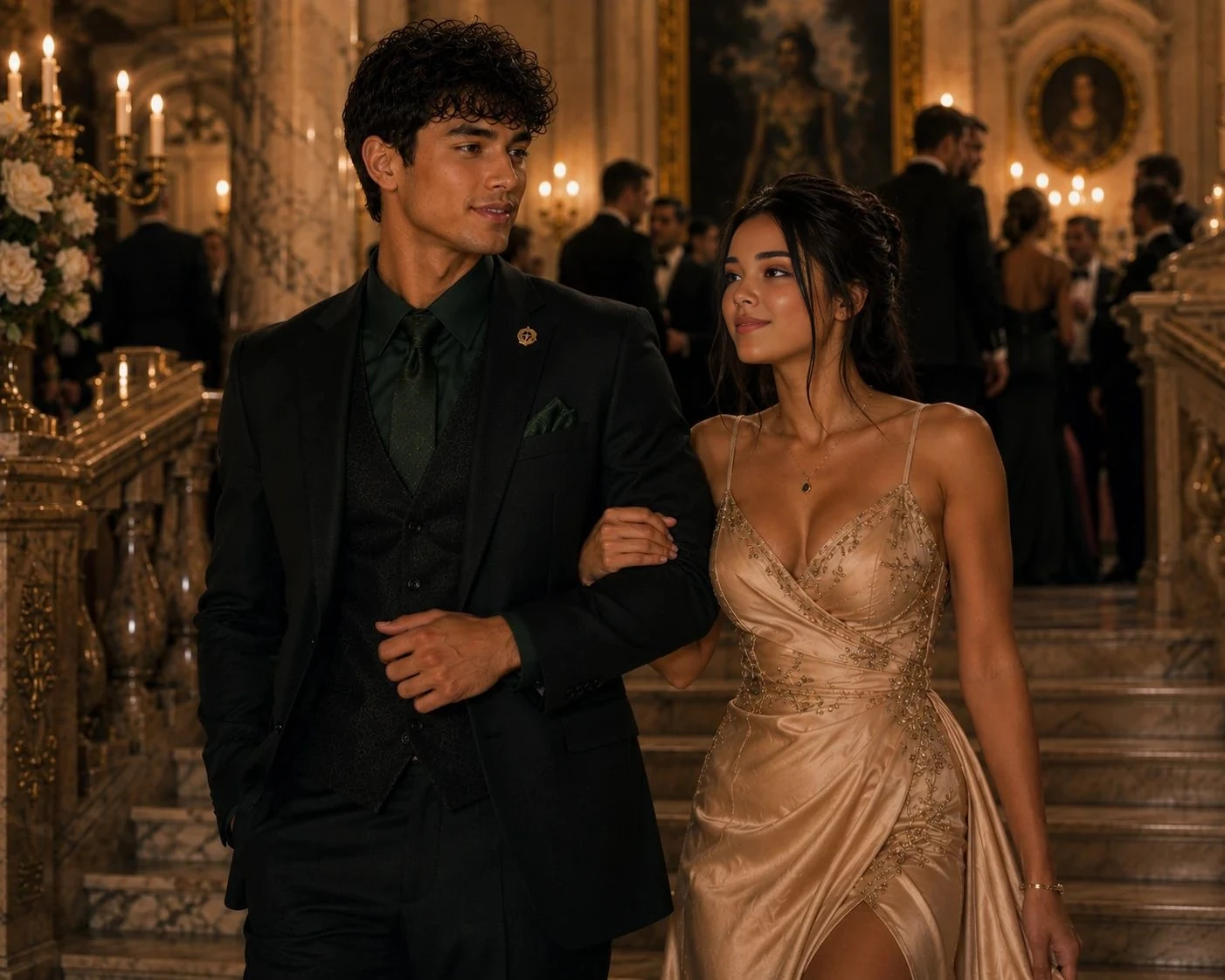 Chase and Gabrielle at a formal function